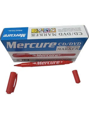 Mercure 1.00MM-0,5MM  Çift Uçlu Cd/dvd Kalem Kırmzı 12 Adet