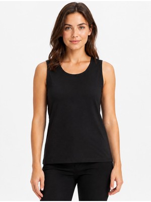 Axxel Kadın Siyah Likralı Süprem Bisiklet Yaka Kolsuz T-SHIRT-D2277