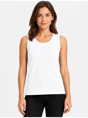 Axxel Kadın Beyaz Likralı Süprem Bisiklet Yaka Kolsuz T-SHIRT-D2277