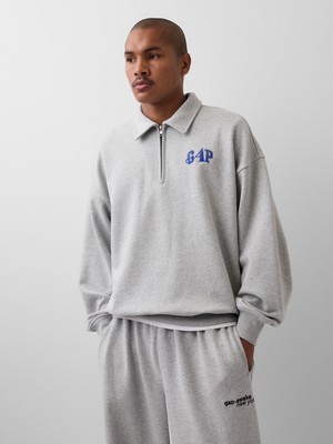 Gap Erkek Açık Gri Gap × Awake Ny Heavyweight Oversized Çeyrek Fermuarlı Sweatshirt
