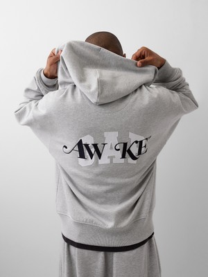 Gap Erkek Açık Gri Gap × Awake Ny Heavyweight Oversized Logo Fermuarlı Sweatshirt