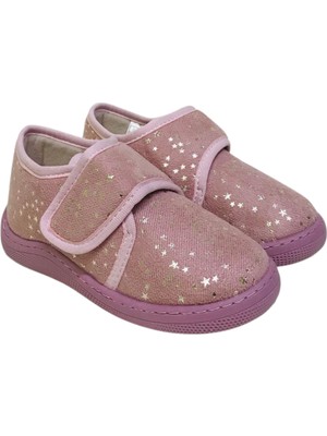 KU&PA SHOES Pas Gül Kurusu Kids Çocuk Unisex Panduf Ayakkabı Rahat Cırtlı Kaydırmaz Taban Ev Patiği KP-2007