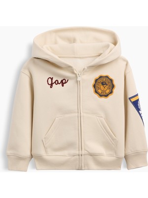 Gap Erkek Bebek Bej Vintagesoft Varsity Logo Fermuarlı Sweatshirt