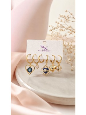 Ysx Jewelry Nazar Boncuklu Çoklu Küpe