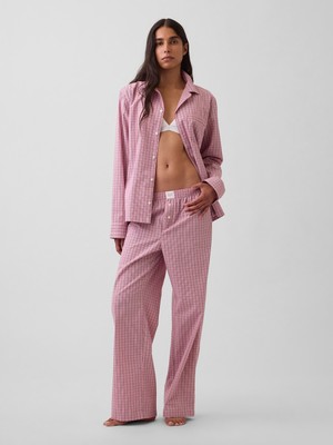Gap Kadın Pembe Poplin Pijama Altı