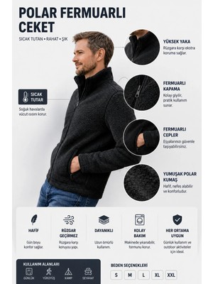 Luxic Core Luxıc Core Erkek Peluş Mont Slim Fit Dik Yaka Fermuarlı Cepli Günlük Spor Ceket