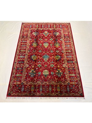 El Dokuma Afgan Halı Sultani Desenli Kök Boya 176 x 247 cm