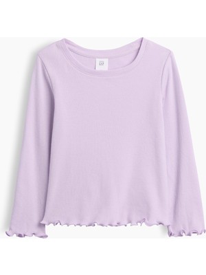 Gap Kız Bebek Lila Fitilli Bisiklet Yaka T-Shirt
