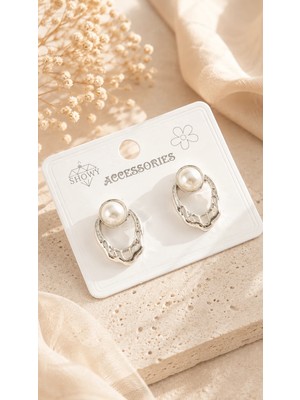 Balevien Oval Metal Inci Küpe - Gümüş