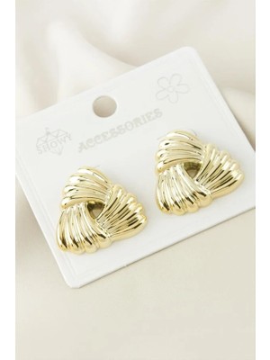 Balevien Vintage Gold Rölyefli Düğüm Küpe