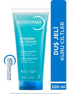 Bioderma Atoderm Kokusuz Nemlendirici Duş Jeli 200 ml - Kuru ve Hassas Ciltler için Bebek, Çocuk ve Yetişkinlere Uygun