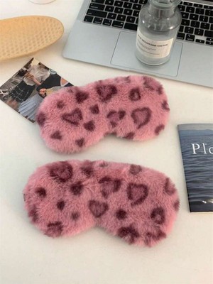 Balevien Pembe Leopar Desenli Peluş Göz Bandı