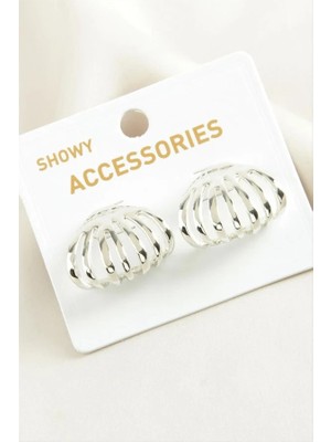 Balevien Yelpaze Trend Metal Küpe Silver