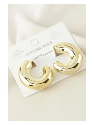 Balevien Oval Halka Küpe - Gold
