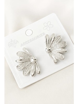 Balevien Papatya Doku Metal Küpe - Silver