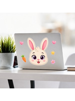 Yeap Office Kişiye Özel Sevimli Tavşanı Yarat- Tavşan  Temalı Laptop, Ajanda, Duvar Sticker Seti - 3 Model Tavşan