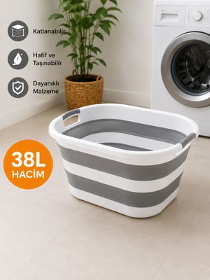 Empressco 38 L Katlanabilir Çamaşır Sepeti Büyük Boy Katlanır Kirli Çamaşır Sepeti