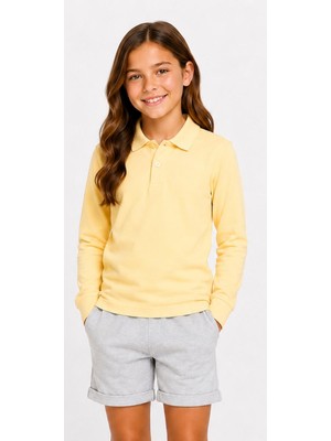 Mavimoure Unisex Pamuklu Düz Dokuma Polo Yaka Okul T-Shırt