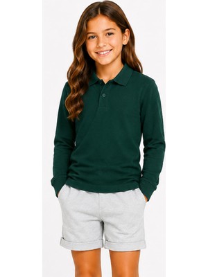 Mavimoure Unisex Pamuklu Düz Dokuma Polo Yaka Okul T-Shırt