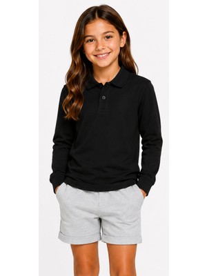 Mavimoure Unisex Pamuklu Düz Dokuma Polo Yaka Okul T-Shırt