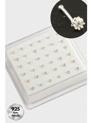 Bijuteri Net 2 mm Zirkon Tek Taşlı Gümüş Hızma 36 Adet