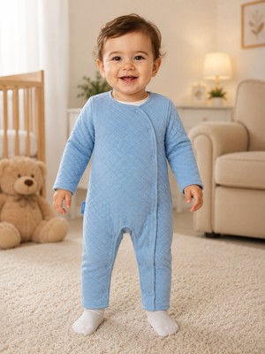 Mummys Love Erkek Çocuk Içi Astarlı Tulum - %100 Doğal Pamuk - Indigo