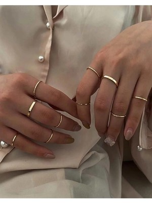 Balevien Gold 10’lu Eklem Kombin Yüzük Seti