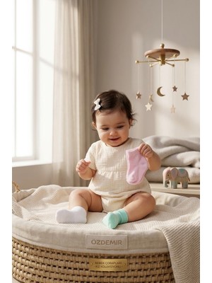 Erca Home Tekstil Ürünleri %100  Pamuklu 3 Lü Kız  Bebek Çorap 1 Ay,6 Ay Kız  3 Renk