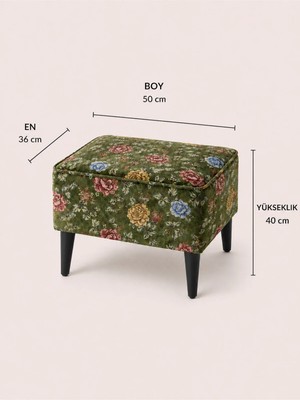 Co Art Home Dekoratif Puf & Bench 50X36 cm Ayak Uzatma Koltuğu - Haki