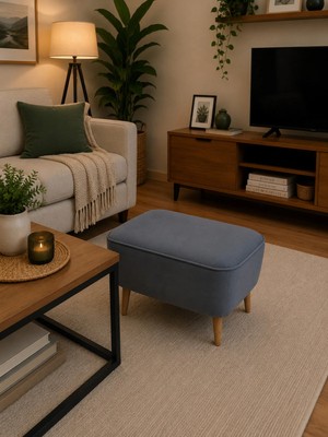 Co Art Home Dekoratif Puf & Bench 60X38 cm Ayak Uzatma Koltuğu - Gri