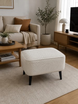 Co Art Home Dekoratif Puf & Bench 60X38 cm Ayak Uzatma Koltuğu - Krem