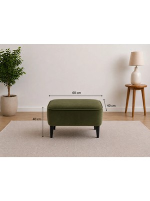 Co Art Home Dekoratif Puf & Bench 60X38 cm Ayak Uzatma Koltuğu - Haki