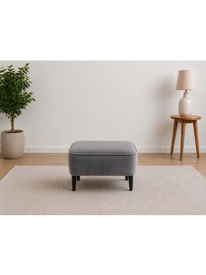 Co Art Home Dekoratif Puf & Bench 60X38 cm Ayak Uzatma Koltuğu - Gri