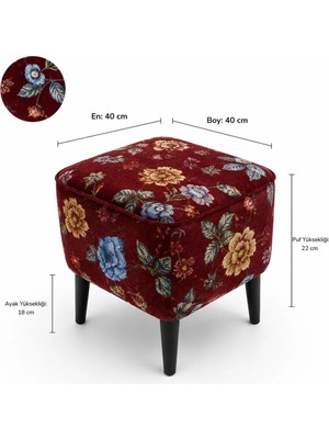 Co Art Home Dekoratif Puf & Bench 40X40 cm Ayak Uzatma Koltuğu - Bordo