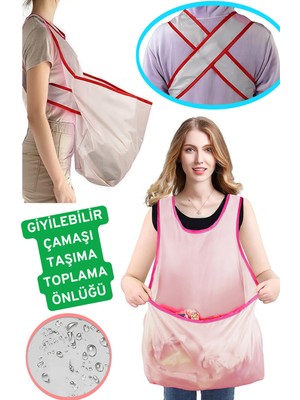 Empressco Washing Giyilebilir Çamaşır Taşıma Toplama Önlüğü Katlanabilir Temiz-Kirli Çamaşır Sepeti Çamaşırlık