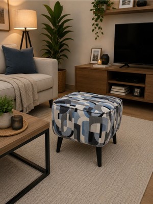 Co Art Home Dekoratif Puf & Bench 40X40 cm Ayak Uzatma Koltuğu - Mavi