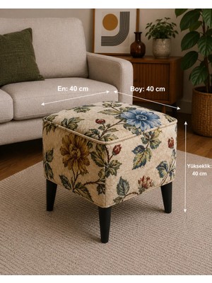 Co Art Home Dekoratif Puf & Bench 40X40 cm Ayak Uzatma Koltuğu - Bej