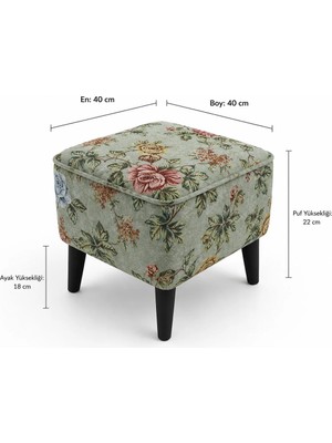 Co Art Home Dekoratif Puf & Bench 40X40 cm Ayak Uzatma Koltuğu - Yeşil