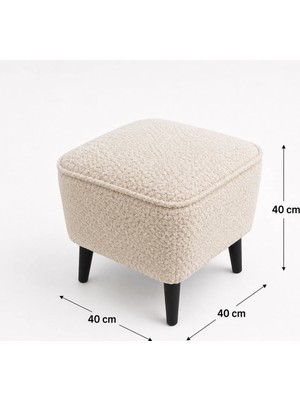 Co Art Home Dekoratif Puf & Bench 40X40 cm Ayak Uzatma Koltuğu - Krem