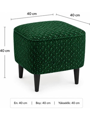 Co Art Home Dekoratif Puf & Bench 40X40 cm Ayak Uzatma Koltuğu - Yeşil