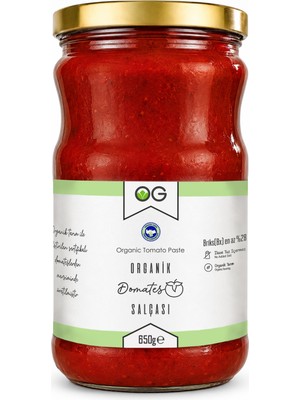 OG natural Organik Tuzsuz Domates Salçası 650 gr