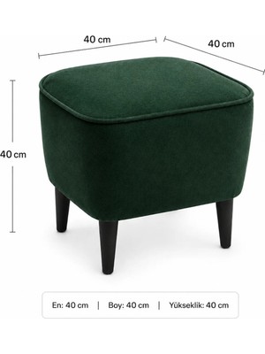 Co Art Home Dekoratif Puf & Bench 40X40 cm Ayak Uzatma Koltuğu - Yeşil