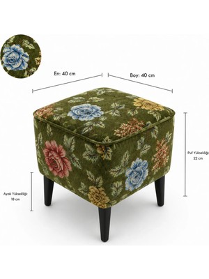 Co Art Home Dekoratif Puf & Bench 40X40 cm Ayak Uzatma Koltuğu - Yeşil