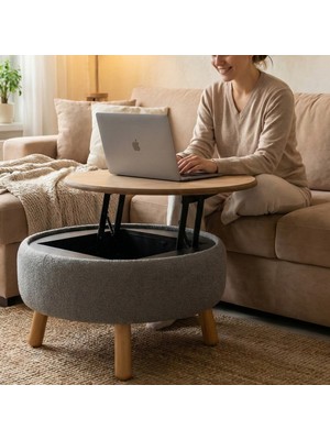 Zem Iriva Sandıklı Mekanizmalı Orta Sehpa/bench, Gri