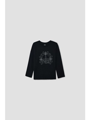 Tyess Kız Çocuk Siyah Tshirt