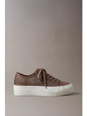 Calvin Klein Vulc Flatf Laceup Strıped Nyl