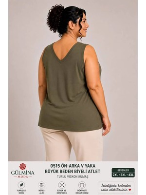 Kadın Viskon Ön Arka V Yaka Büyük Beden Atlet
