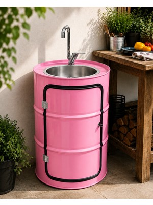 Greenmall Metal Varil Dolaplı Çeşme Pembe
