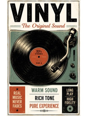 Lucena Retro Plak Metal Duvar Tabelası Vintage Pikap Müzik Dekoratif Metal Levha 15X20 cm