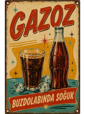 Lucena Gazoz Buzdolabında Soğuk Retro Metal Duvar Tabelası Vintage Dekoratif Levha 15X20 cm